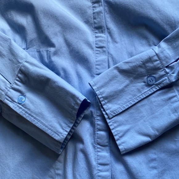 Duo Maternity baby blue lace up/tie back button down shirt M - Picture 9 of 17